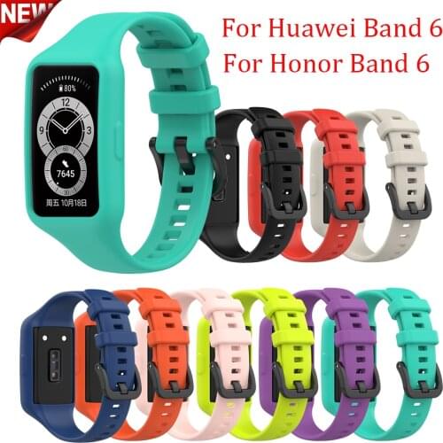 Soft Fashion Silicone Sport Band Strap For Huawei Honor Band 6 Smart Wristband Bracelet Replacement Watch Strap For Huawei Band6