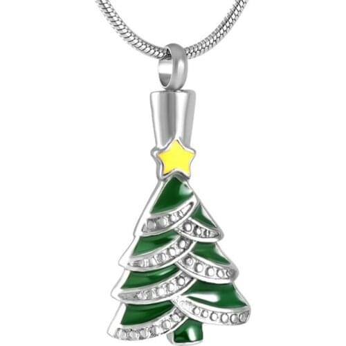 IJD9101 The Christmas tree Cremation Pendant Hold Ashes Keepsake Jewelry Stainless Steel Memorial Urn Necklace For Women/Kids