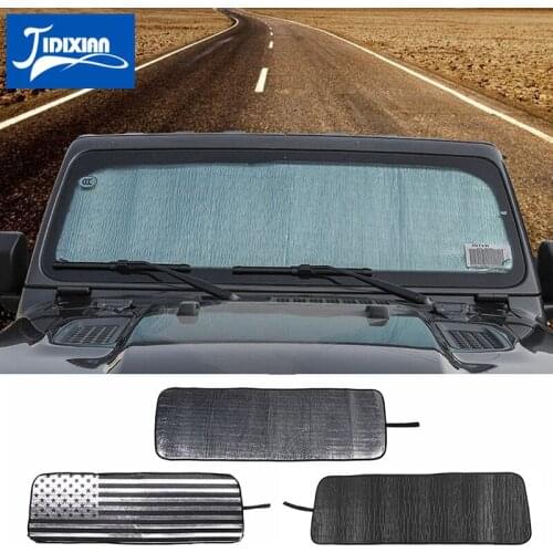 MOPAI Sun Visor for Jeep Gladiator JT 2018+ Car Front Anti UV Window Windshield Sunshade Cover for Jeep Wrangler JL 2018