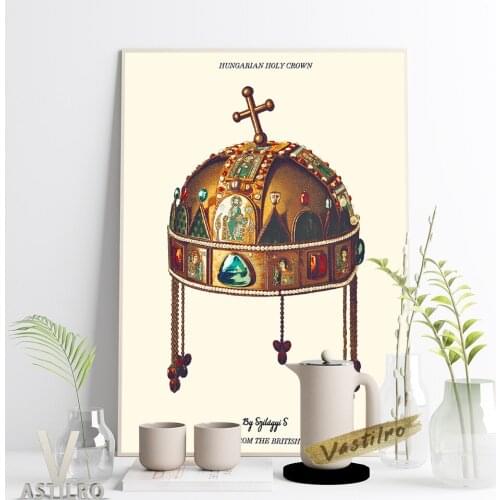 Szilagyi Sandor Vintage Print Art Poster Hungarian Holy Crown From The Torten Of The Hungarian Nation Canvas Painting Home Decor