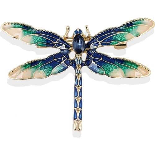 Vivid Dragonfly Brooches For Women Green Enamel Insect Brooch Pins Hats Suit Dress Pin and Brooches Bijoux Wedding Party Broches