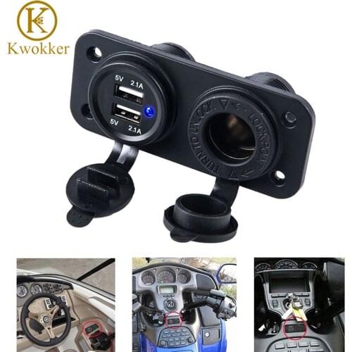 3.1A/4.2A 12V Car Boat Motocycle Cigarette Lighter Car Charger Socket Dual USB Tractor Adapter Charger + Digital Voltmeter