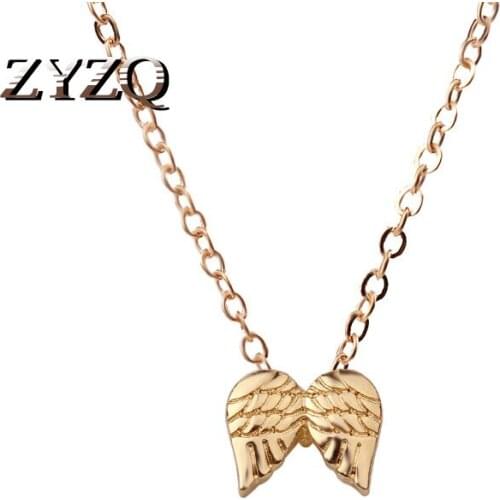 ZYZQ Fashion Angel Wings Pendant Necklace For Women Simple Ladies Sweater Chain New Year Gift Jewelry Wholesale