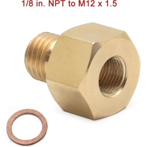 1/8 in. NPT Female to M12 x 1.5 Male Metric Adapter Electric Temperature Gauges Brass Copper Pipe Fittings
