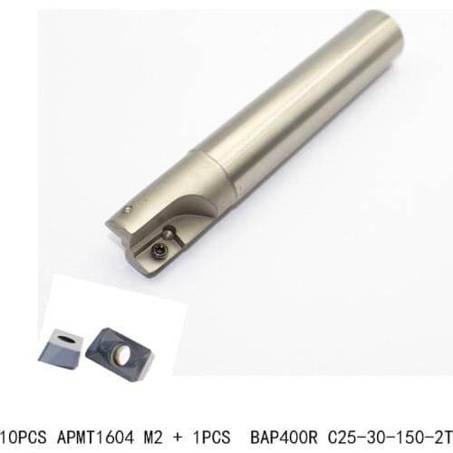 10PCS APMT1604 M2 + 1PCS BAP400R C25 30 150 2T machining center tool holder carbide insert of cnc lathe tools