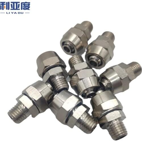 10pcs OD pc4 6 8mm connector For hose Tube Connectors Thread-M5 M6 M8 M10 M12 M14 BSP quick pneumatic air pipe fittings