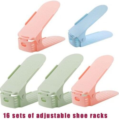 12pc Adjustable Shoe Cabinet Shoe Storage Rack Plastic Shoe Rack Double-layer Simple Household Integrated Shoe Rack Thickening