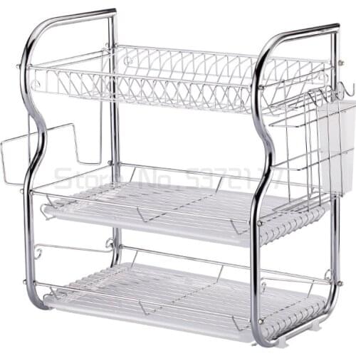 2/3 Tiers Multifunctional Dish Drainer Cutlery Cup Drying Holder Rack Stainless Steel Drainer Tray Kitchen For Kitchen ware Mug