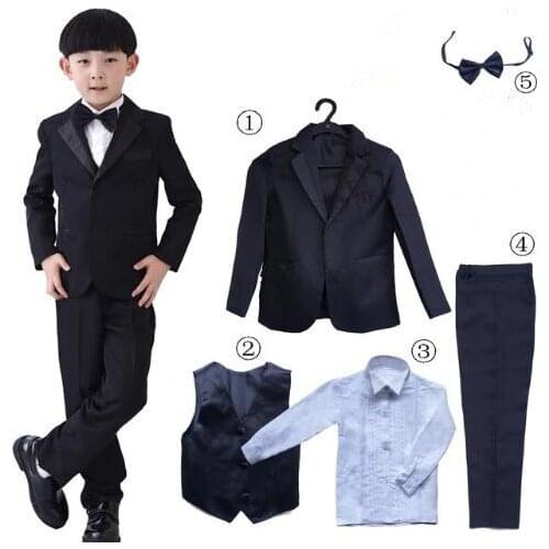 2019 Formal white / black baby boy suit kids blazers boy suit for weddings spring autumn wedding boy suits Newborn baptism sets