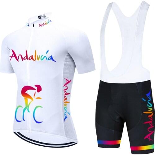 2021 TEAM ANDALUCIA PRO Cycling Jersey 20D Gel Bike Shorts Suit MTB Ropa Ciclismo Mens Summer Bicycling Maillot Culotte Clothing
