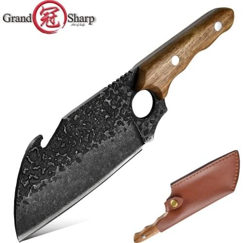 5 Inch Kitchen Chef Knife Sharp Cleaver For Beef Chicken Butcher Kitchen Knives Hunting Outdoor Camping Knife GRANDSHARP