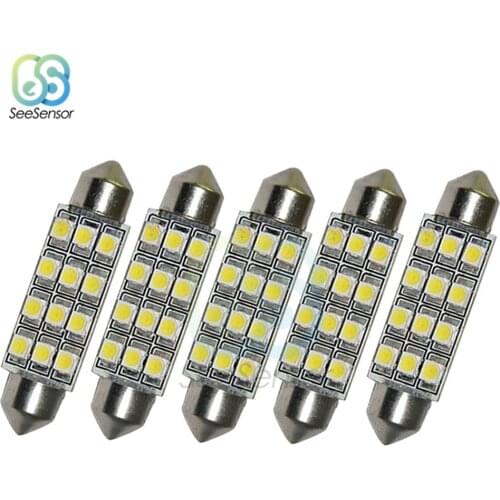 5PCS Festoon Light Interior Light 40mm Car LED 3528 SMD 12 Leds Doom Lamp Reading Light 12V