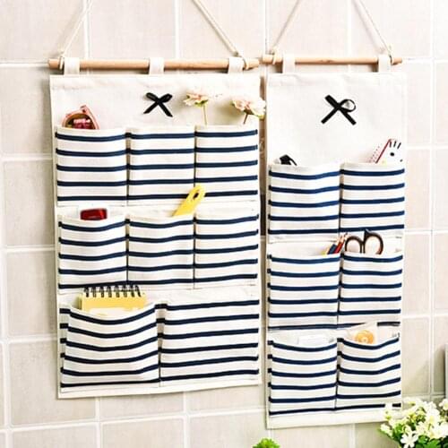 6/8 Pockets Cotton Linen Fabric Wall Door Hanging Bag Organizer Storage Pouches Wardrobe Closet Storage Bag Sundries Pouches