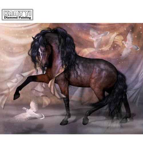 Full Drill Square Diamond 5D DIY Diamond Painting"Brown horse"Diamond Embroidery Cross Stitch Rhinestone Mosaic Painting