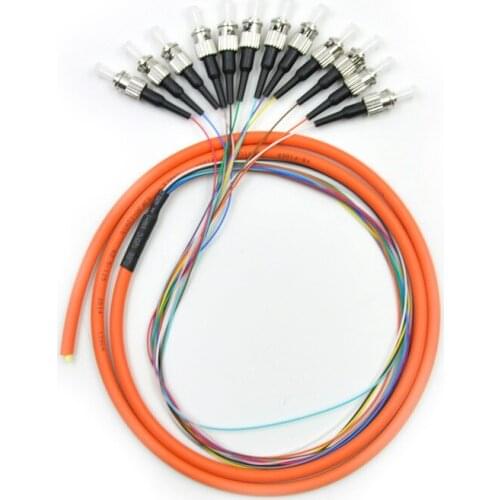 Free Shipping Fiber Optic Bundle Pigtail ST Multimode MM OM1 62.5/125 12 Core Pigtail ST factory Patch Cord