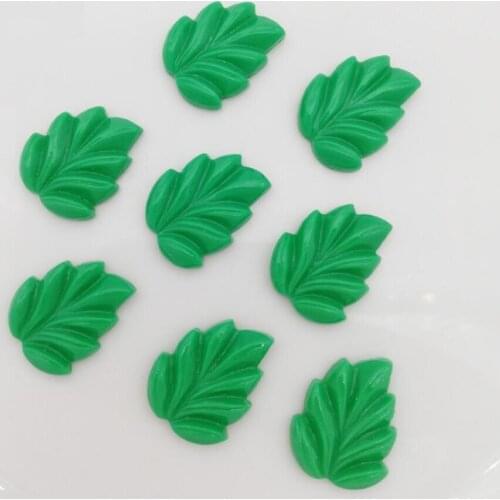 100pcs Resin Green Leaf Flatback Beads For Scrapbooking Craft Diy Hair Clip Figurines Headwear Cellphone Decoration