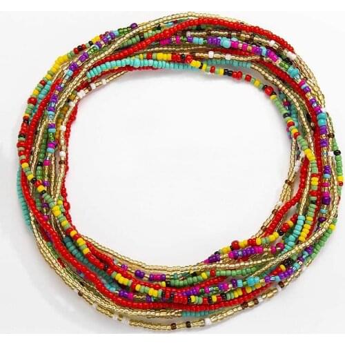 1pc Elastic Waist Bead Chains Summer Body Chains Colorful Belly Beads African Bikini Jewelry Chains for Women and Girls