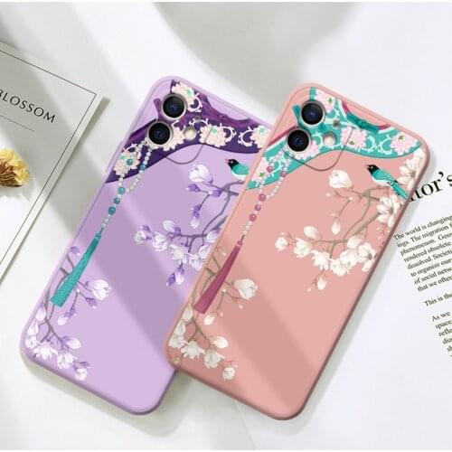 China Cheongsam Phone Case For iPhone X XS XR 11 12 Pro MAX 6 7 8Plus Capa Back Covers Luxury Liquid Silica Gel Phone Cases