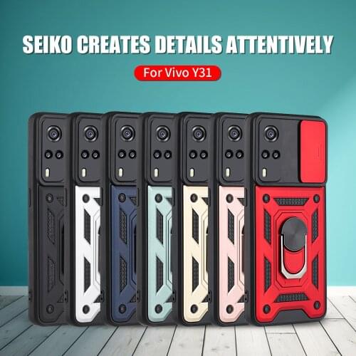 For VIVO Y31 Push Pull Stand Ring Phone Back Cover Case Shell V21 V21e Y51 Y91 Y91i Y95 Y73 Y93 Y91C Y90 Y20 Y20i Y20S Y12S Y11S