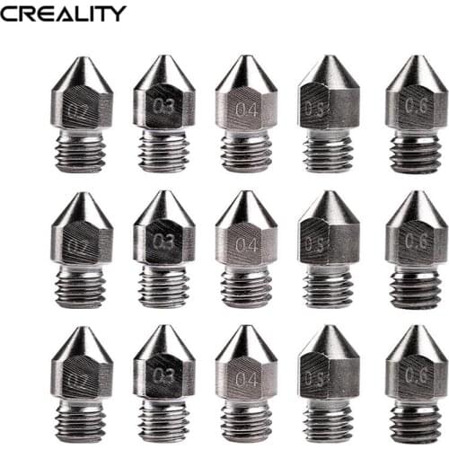 CREALITY 5PCS 3D Hardened Steel 0.2/0.3/0.4/0.5/0.6mm Resistance Upgraded Tungsten Metal Nozzle Ends For CR/Ender Series