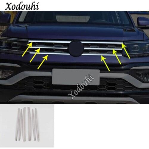 For Volkswagen VW T-cross Tcross 2018 2019 2020 Car Body Cover Racing Engine Trim Front Up Grid Grill Grille Hoods Parts 6pcs