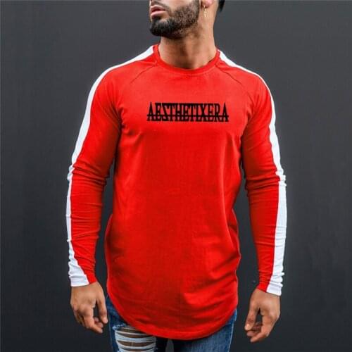 Running Shirt Sport Cotton Gym T shirt Men Fitness Workout Training Long Sleeve T-shirts Male Jogging Bodybuilding Clothing