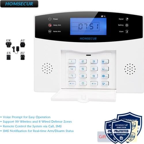 HOMSECUR DIY GSM Alarm System for Home Security(Alarm Panel LA01,PIR Motion Sensor,Smoke Sensor,Flash Strobe Siren etc.Optional)
