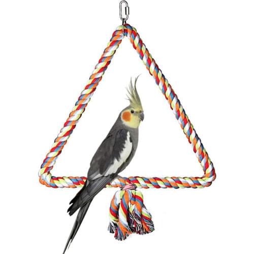 Bird Toys 2pcs/set Parrot Bite Suppliies Bird Rope Perch Cage Chew Toys Parrot Swing S & L Size Standing Bar