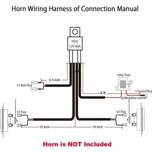 Horn Wiring Harness Relay Kit For Car Truck Grill Mount, Copper Wire