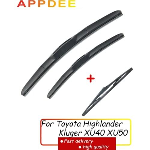 APPDEE Wiper Front & Rear Wiper Blades Set For Toyota Highlander Kluger XU40 XU50 2008 - 2019 Windshield Windscreen 26"+20"+12"