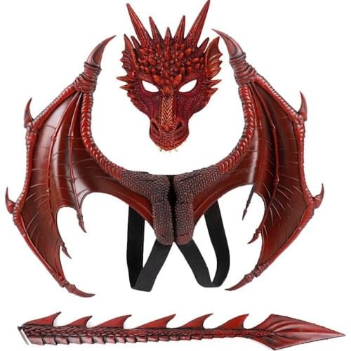 Animal Cospty Dragon Costume Purim Christmas Gift Carnival Party Kids Cosplay Set Wing and Tail Childrens day Dragon Costume