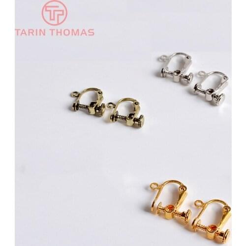10pcs 12*12MM Gold Color Brass Screws Earrings Clip No Earring Hole Fittings Diy Jewelry Findings Accessories Wholesale