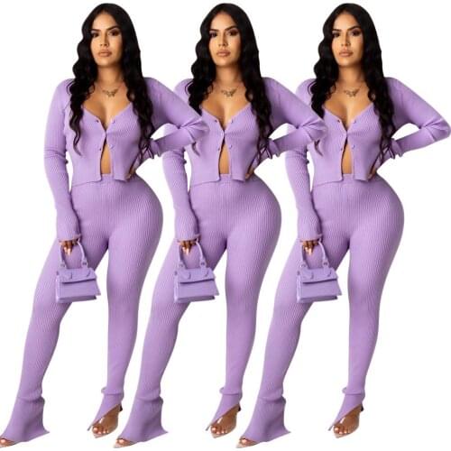 Fashion Knitted Women Set Streetwear has stretch Long Sleeve Shorts Coat+ Long Pants Split Leggings Suit Tracksuit Outfit