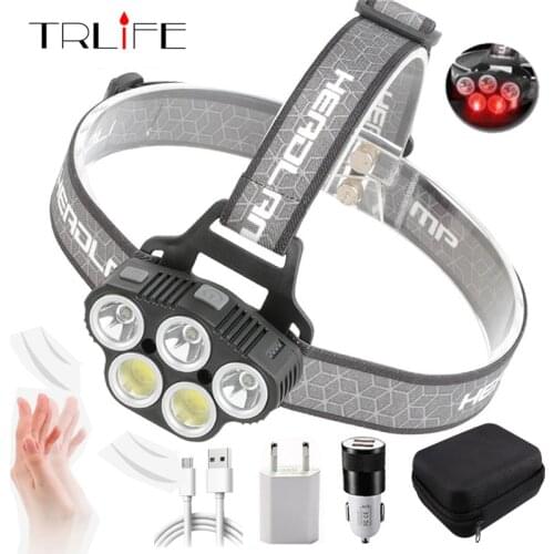 Powerful XPE COB LED Headlamp 6 Modes Sensor Headlight USB Rechargeable Built-in Waterproof Fishing Lantern Head Flashlight