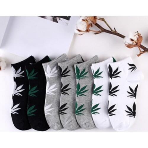 1 pair Mens Fashion Business Ankle Socks Weed Hemp Cotton Socks Street Fashion Skateboard Couple Women Harajuku Trend Socks