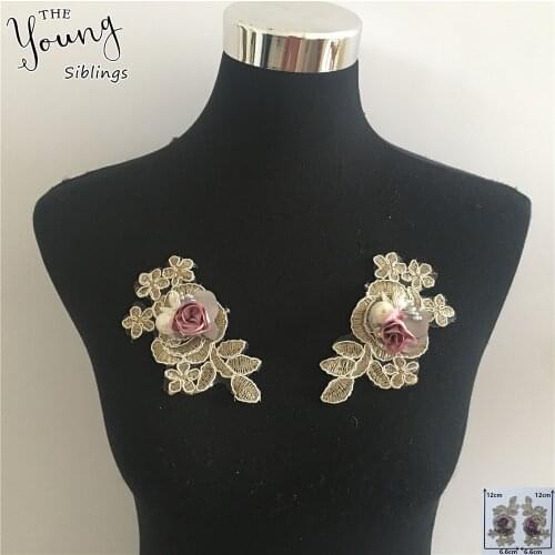 New arrive 3D Flower Embroidery Applique Lace Collar Sewing Fabric Lace Neckline DIY Decorate Clothing Accessory A pair of sale