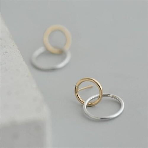 New Arrival Fashion 925 Sterling Silver Jewelry Minimalist Temperament Level Size Hollow Circle Round Women Stud Earrings SE601
