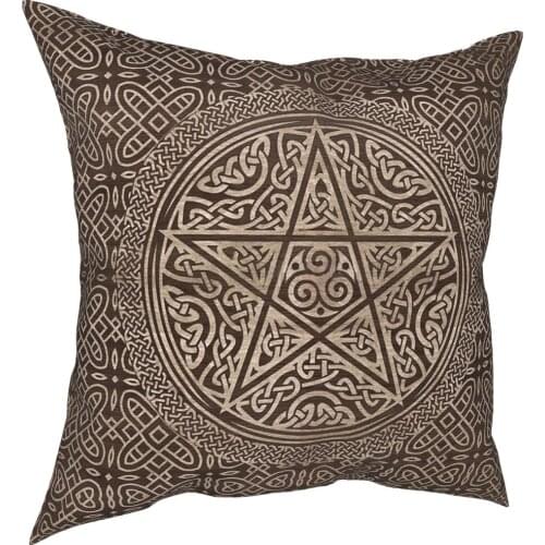 Pentagram Ornament Wooden Texture Throw Pillow Cover Decorative Pillow Triple Moon Goddess Awesome Cushion Covers
