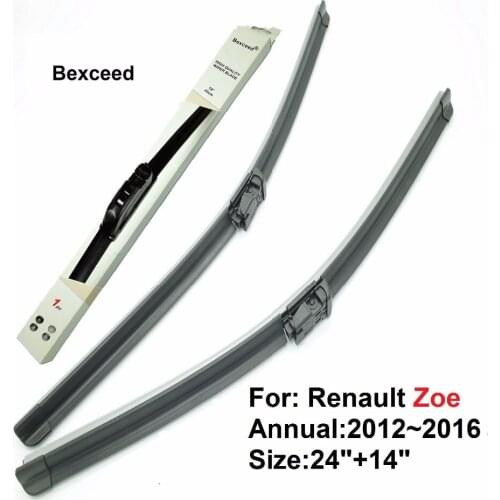 Bexceed of Car windshield flat wiper blade for Renault Zoe, 1 Pair(24"+14").2012~2016