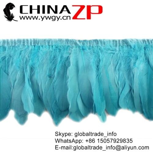 Gold Supplier CHINAZP Factory Good Quality Light Blue Dyed Goose Nagoire Satinettes Feather Trim DIY Decorations