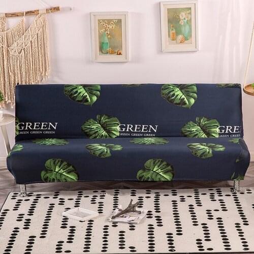 Leaves Printed Folding Sofa Bed Cover Elastic Stretch All-inclusive Sofa Cover Without Armrest Tight Wrap Couch Cover