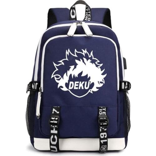 Anime My Boku No Hero Academia Backpack Mens Travel Laptop Bag Canvas Student Luminous Black Teenager Schoolbag