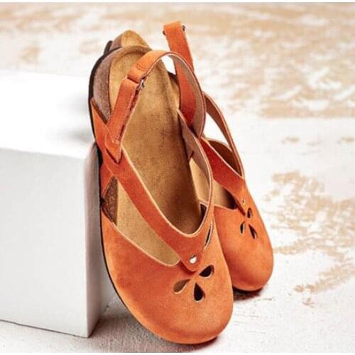 Womens Sandals Summer Retro Shoes Hook Loop Cover Toe Beach Sandalias Female Comfort Vintage Ladies Footwear 2021 Plus Size 43