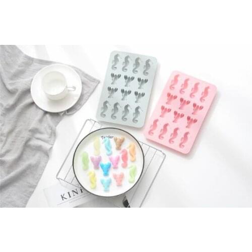 Silicone cake mold 14 with lobster seahorse chocolate mold