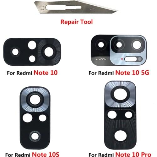 2pcs/lot Camera Glass Lens For Xiaomi Redmi Note 10 Pro Glass Lens With Glue For Redmi Note 10 Note 10s With Repair Tools