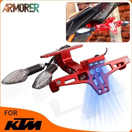 Universial Motorcycle Adjustable Angle License Number Plate Frame Holder Bracket With LED Turn Signal Light Accessories