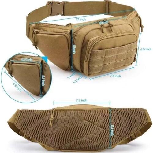 Military Fanny Pack Molle Waist Gun Carry Bag Concealed Pistol Holster Pouch Adjustable Belt Shoulder Bag for Camping Hunting