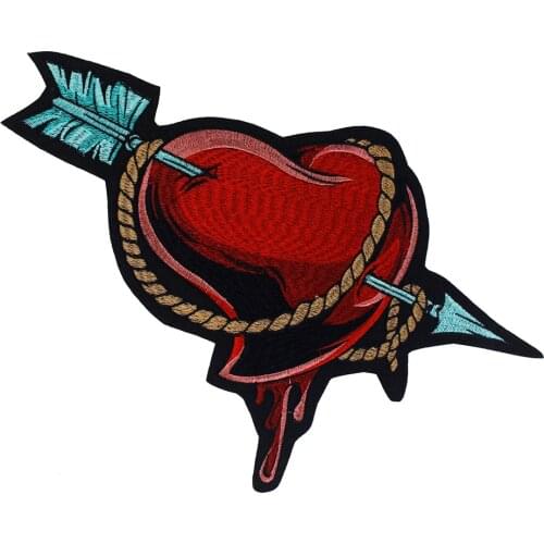 Embroidery Arrow Love Heart Patch Iron on Stickers Clothes T-shirt Applique Back Patches Decorated Craft Sewing 5 pieces