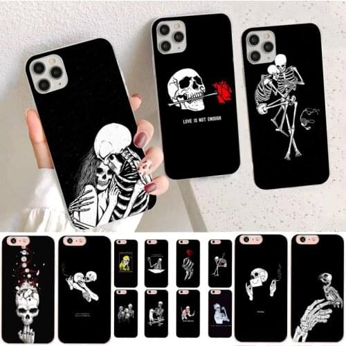 YNDFCNB Rose Skeleton Hand Skull Phone Case for iPhone 11 12 pro XS MAX 8 7 6 6S Plus X 5S SE 2020 XR case