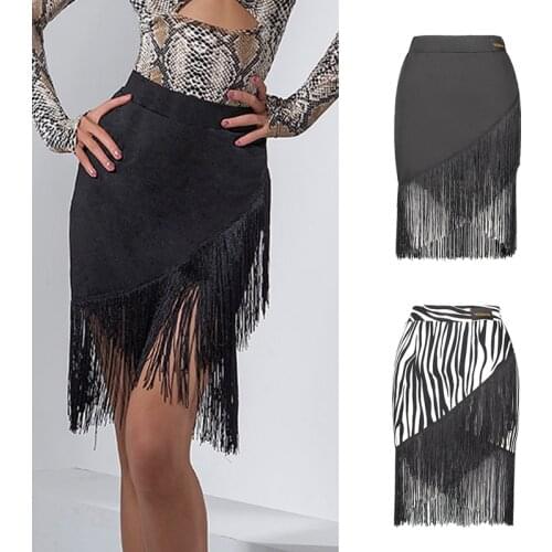 Latin Dance Skirt Female Adult Tango Salsa Cha Cha Rumba Samba Performance Wear Lady Encrypted Fringed Strappy Skirts DNV13192